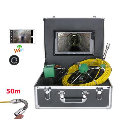 China NIGHT VISION 50M 10 Inch WiFi Radio 17mm Pipeline Sewer Inspection Industrial Video Camera IP68 Waterproof CCTV Pipe Inspection Camera for sale