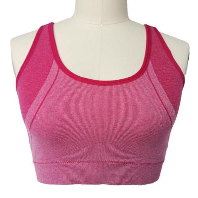 China Breathable Women Spaghetti Crossed Back Strap Beauty Form Blend Contrast Top With Removable Pads Seamless Gym Sports Bra for sale