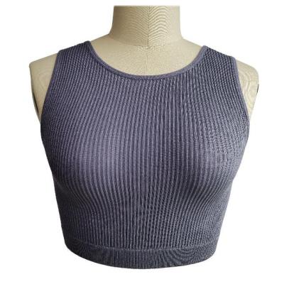 China OEM Breathable Fashionable Seamless Comfortable Breathable Fitness Wear Ribbed Ladies Gym Suit Cropped Tank Top for sale