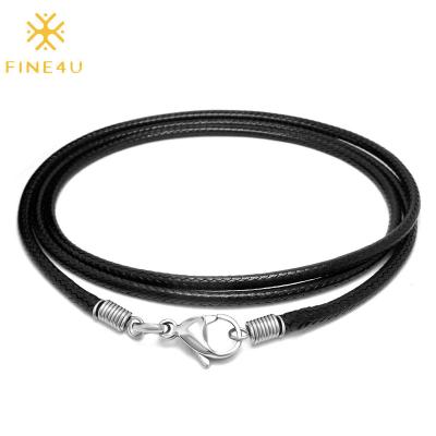 China Stainless Steel Black Braided Canvas Straight Rope Hiphop Wax Men's Big Wax Rope Chain Necklaces Wedding Gift Party Party Engagement for sale