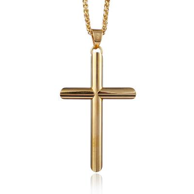 China 2018 Fashion Trendy Stainless Steel Gold Plated Cross Stainless Steel Necklace Pendant for sale