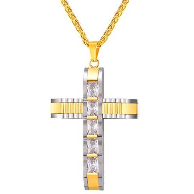 China 2018 Fashionable Stainless Steel Cross Zircon CZ Cross Pendant Gemstone Crystal Pendant for sale