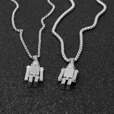 China Hiphop personality hip hop robot necklace hands and feet can move robot astronaut pendant sweater with accessories for sale