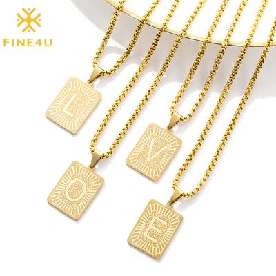 China Men's Cuban Chain Necklace A-Z Charm Necklace Pendant Wholesale Casual/Sporty Stainless Letter 26 Gold for sale