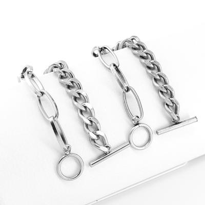 China Hiphop Hip Hop Jewelry Simple Hip Hop Link Chain Fashion Stainless Steel Men's Silver Bracelet for sale