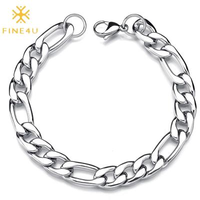 China Hiphop Hip Hop Street Fashion Party Gift Hot Selling Stainless Steel Men's Flat Cuban Bracelet for sale