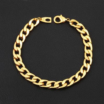 China Wholesale Fashion 18k Gold Plated Stainless Steel Hip Hop Gold Cuban Link Bracelet Men's Bracelet for sale