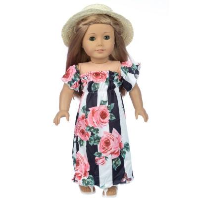 China 18inch dolls& 43cm Baby Dolls Hot Style Beach Doll Floral Clothes 18 Inch Doll Dress Set With Hat for sale