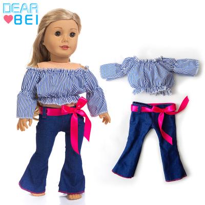 China 18inch dolls& 43cm baby dolls striped top + flared pants reborn baby - doll clothes, flat shoulder doll clothes Toy Doll Clothes set, stylish and beautiful for sale