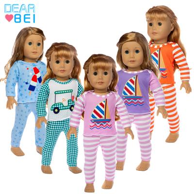 China 18inch dolls& 43cm baby dolls classic striped doll pajamas wholesale clothes, a variety of styles can be customized doll clothes 18 inch, doll clothes set for sale