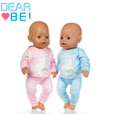 China 18inch dolls& 43cm Baby Dolls 43 cm Newborn Cute Unicorn Doll Clothes Jumpsuit Pajamas Baby Toys Clothes Fit American 18 Inch Girls Doll for sale