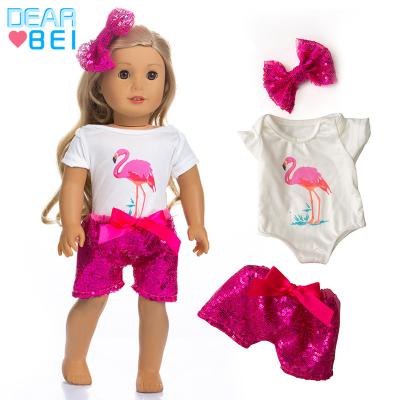 China 18inch dolls& 43cm Baby Dolls 18 Inch Baby - Doll Clothes Quality Cotton T-shirt Romper Suit+Sequin Shorts Doll Toys Reborn Baby Kids Doll Accessory for sale