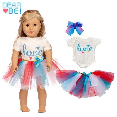 China 18inch dolls& 43cm Baby Dolls 18 Inch Girls Doll Clothes Love Print Suit Lace Skirt American Girl Dress Newborn Baby Toys Fit 43cm Baby Dolls for sale