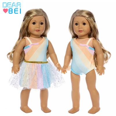 China 18inch dolls& 43cm baby dolls fashion wholesale cotton baby & doll rainbow dress, custom made doll tutu dress, high quality dress doll material clothes for sale