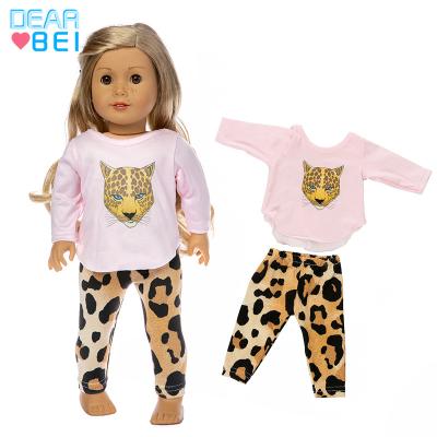 China 18inch dolls& 43cm baby dolls pink leopard doll pajamas fit 18 inch american doll and 43cm born doll for generation accessories girl toy for sale