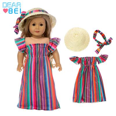 China 18inch dolls& 43cm baby dolls striped three-piece, comfortable and stylish holiday doll clothes clothes custom made for the doll, manually customizable doll dress for sale