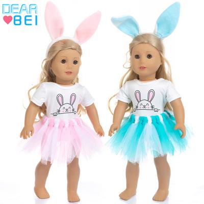 China 18inch dolls& 43cm Baby Dolls Three-Piece Skirt Dress Plush Doll Accessories, Lovely Dress For Doll, Rabbit Custom Copy 18 Inch Doll Dress for sale