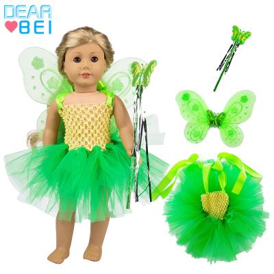 China 18inch dolls& 43cm Baby Dolls Factory Custom Green Angel American Girl Christmas Gift Doll Clothes Dress for sale