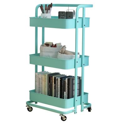 China Economic Stocked Custom Design Shopping 3 Tier Storage Cart Folding Cart for sale