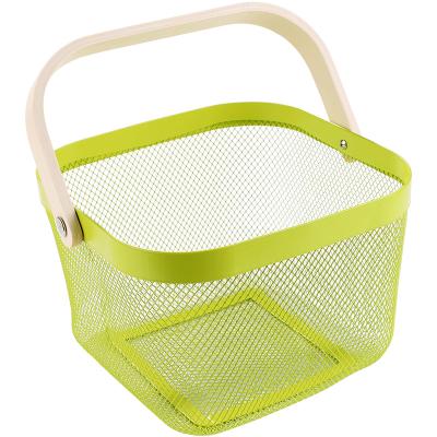 China Best Selling Stocked With Handle Fruit Basket Kitchen Vegetable Storage Rack Furniture Home Decoration Basket for sale