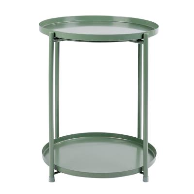 China Wholesale Simple Two-Tier Living Room Side Table Tea Table (The Other) Metal Adjustable Round Coffee Table for sale