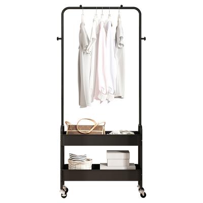 China Morden DSH Luxury Metal Clothes Storage Trolley Hanger Coat Rack Hanger Serving Rack for sale