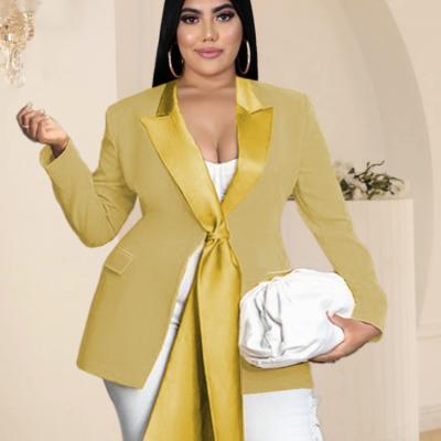 China Waterproof 2022 New Long Sleeve Blazer Notched Lady Plus Size Womens Blazers Suit Office Lady for sale