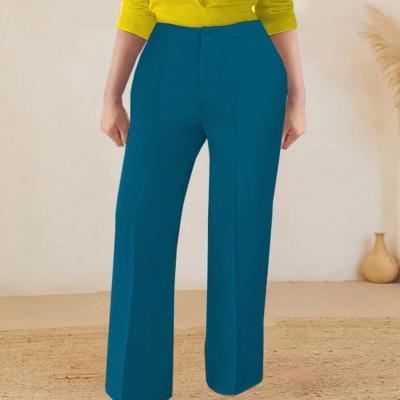 China Long Wide Leg Pants High Waist Viable Plus Size Women Autumn Fashion Office Lady Trousers Yellow for sale