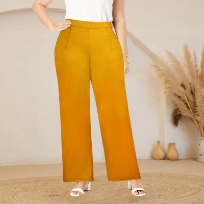 China Viable plus Lady wide Elegant Pants Spring Autumn Trousers 2022 high waist women's office leg office for sale