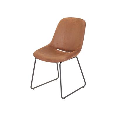 China Latest Design Customizable Metal Legs Micro Fabric Dining Chairs for sale