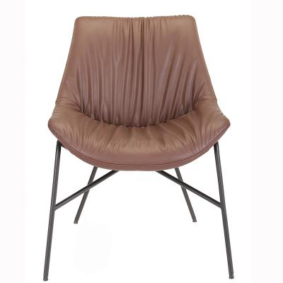 China Pu+metal Desk Chair Hotel Kitchen Upholstered Classic Mid Century Armchairs Side Dining Chair In Hotel,Brown,pengfan for sale