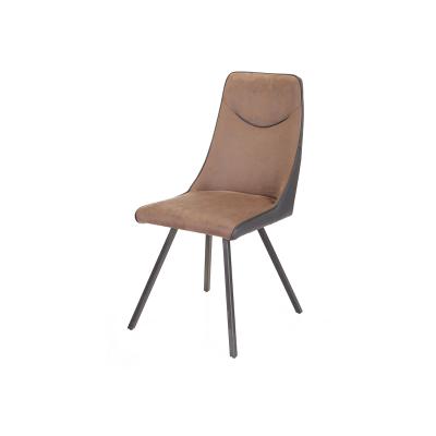 China Simple And Elegant High Quality Customized Leather And Microfiber Dining Chair Chrome Legs Dining Chair for sale