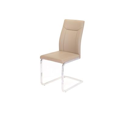 China 2021 Hot Sale Customized Customized Dining Chair Bow PU Leather Dining Chair With Chrome Metal Tube Legs for sale