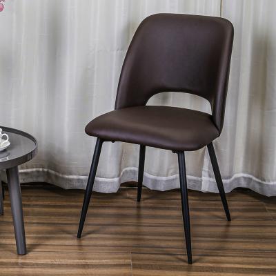 China Nordic Comfortable Modern Design Style Dining Room Furniture Modern PU Leather Brown Dining Chair for sale