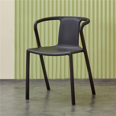 China Factory Wholesale Stackable Modern Plastic Black Color Arms Plastic Garden Dining Chair for sale