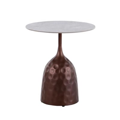 China Beautiful marble top+metal side glass legs modern style top round coffee table for bedroom living room furniture for sale