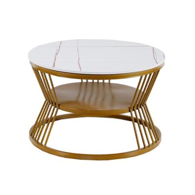 China Glass top+metal legs factory price around metal marble top view luxury gold tea side coffee table for sale