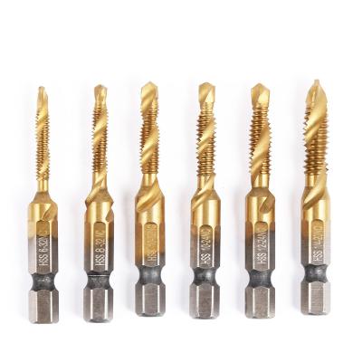 China Hot Selling Iron High Quality Titanium Plated Short Tap 6pcs Drill Bits Set American HSS4341 for sale