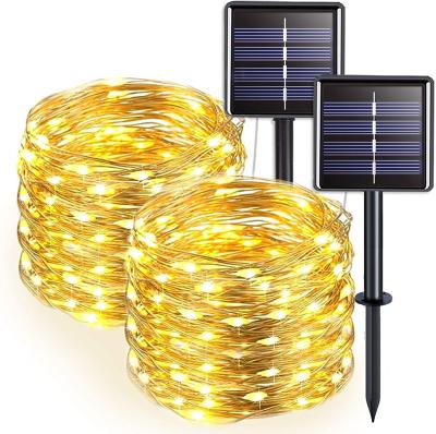 China Christmas/Halloween/Valentine/Easter/New Year 12m Waterproof Copper Wire 100 LED Lights Holiday Lighting Solar Led String Lights For Christmas Decoration for sale