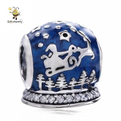 China Silver Blue Snow Star Beads Original 925 Sterling Silver Christmas Night DIY Jewelry Charms Beads Silver Blue Snow Star Beads Italy 925 Silver DIY Jewelry Beads for sale