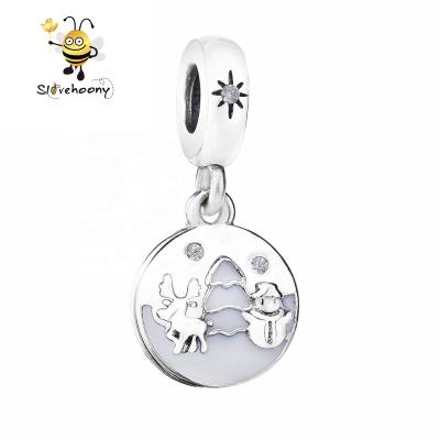 China CSnowman Silver Christmas Deer Pendant Charms Slovehoony Christmas Gift Snowman Deer Silver Christmas Pendant Charm Beads For DIY Jewelry Making for sale