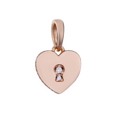 China 925 Silver Smart Bracelets Heart Pendant Beads Charm Slovehoony Rose Gold Jewelry Charm Rose Gold White Zircon Stone Bead Heart Charm For Turkish Jewelry for sale