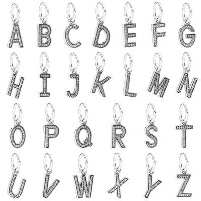 China Alphabet Charm Pendants 925 Initial A-Z Jewelry Charm Beads Alphabet Style Charm Silver Letter Pendant Alphabets Jewelry for sale