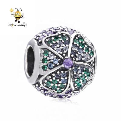 China 925 Sterling Silver Crystal Beads Slovehoony Mother's Day Gift Glorious Flower Charms Beads for Snake Bracelet 925 Sterling Silver Floral Bead DIY Jewelry Inscription for sale