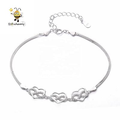 China Bracelets for Women Jewelry 925 Sterling Silver Pulseras Infinite Silver Bracelets for Women Crystal Heart Jewelry Bracelets for sale