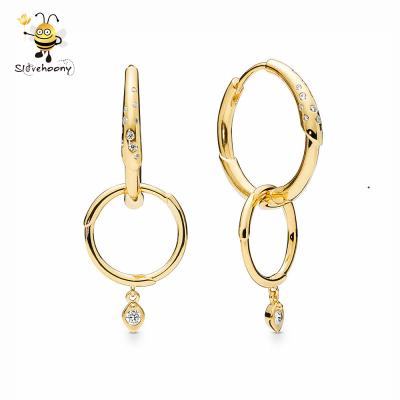 China Wholesale 18K Gold Plated Cross Ear Cuff Zirconia Hoop Earrings Circles For Woman 2019 for sale