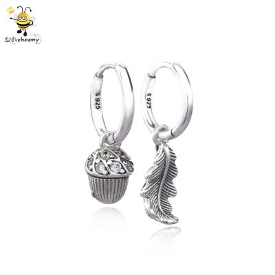 China Cross Ear Cuff Personalized Trendy 925 Sterling Silver Acorn and Leaves Silver Food Circle Earrings Ear Clip for sale