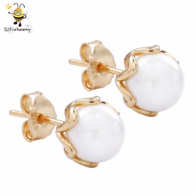 China Earring/Ear Cuff 14K Gold Plated S925 Sterling Silver Pearl Earrings Stud For Woman 2020 New Idea for sale