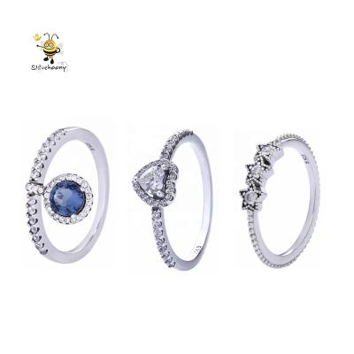 China 925 Sterling Silver Rings Fashion Rings Crown Rings 198289NSWB Sterling Silver Jewelery Blue Sparkling for sale