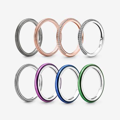 China 925 Sterling Silver Rings Set For Women Colorful Enamel 925 Ladies Anillos Jewelry Fashion DIY Custom Sterling Silver Men's Series for sale